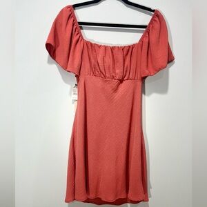 Elegant Off-Shoulder Coral Dress